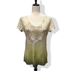 NWOT Appropriate Behavior Vneck Floral Tie Dye Top